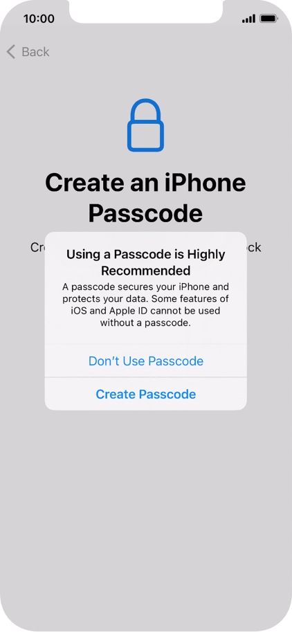 If you turn off the function, press Don't Use Passcode. If you turn off the function, press Don't Use Passcode.