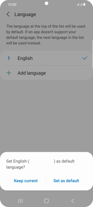 To select the new language as the default phone language, press Set as default. To select the new language as the default phone language, press Set as default.