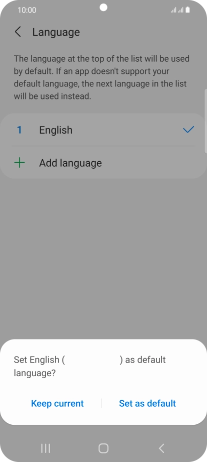 To select the new language as the default phone language, press Set as default. To select the new language as the default phone language, press Set as default.