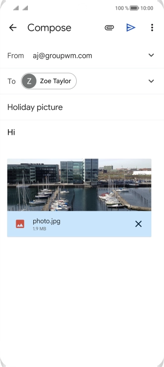 Press the send icon when you've finished your email message.