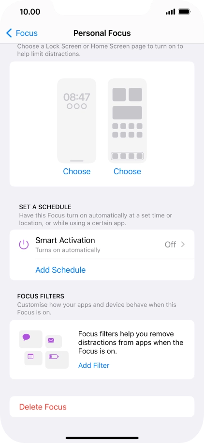 Press the required setting below 