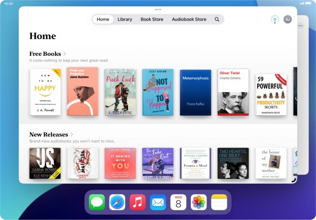 Press the required application in Dock and drag it to the required location on the screen.