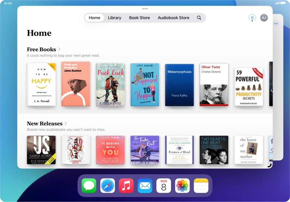 Press the required application in Dock and drag it to the required location on the screen.