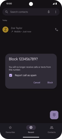 To report the number as spam, press the field next to 