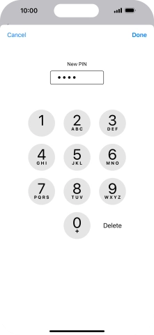 Key in a new four-digit PIN and press Done.