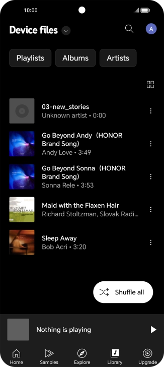 Press the required audio file.