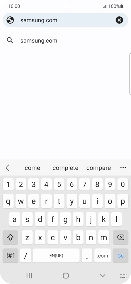 Key in the address of the required web page and press Go.