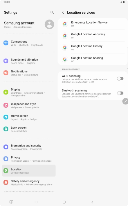 Press Google Location Accuracy.