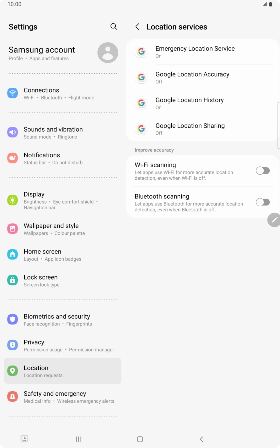 Press Google Location Accuracy.