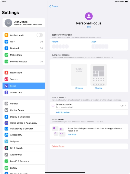 Press People and follow the instructions on the screen to select which contacts you would like to receive calls and notifications from when the selected focus mode is active.