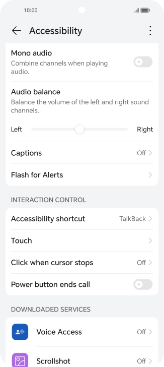 Press the required setting below 