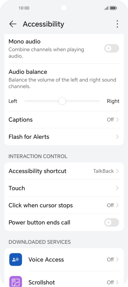 Press the required setting below 