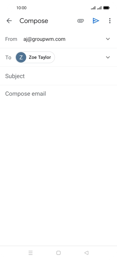 Press Subject and key in the subject for the email message.
