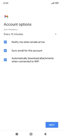 If this screen is displayed, you email account has been recognised and set up automatically. Follow the instructions on the screen to key in more information and finish setting up your phone.
