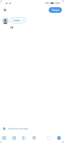 Write the required text and press Tweet.