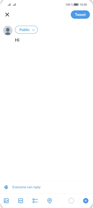 Write the required text and press Tweet.