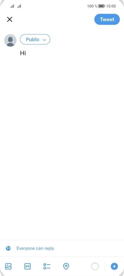 Write the required text and press Tweet.