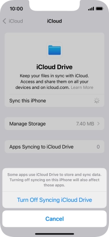 If you turn off the function, press Turn Off Syncing iCloud Drive.