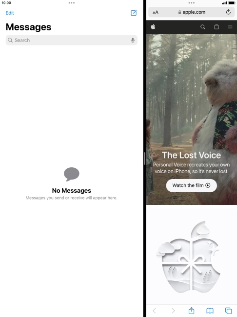 The applications are now displayed on a split screen.