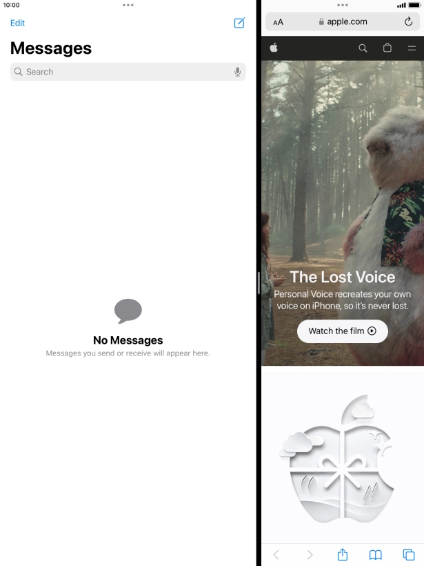 The applications are now displayed on a split screen.