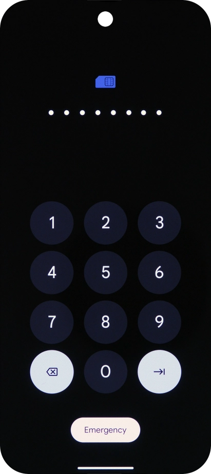 Key in the PUK and press arrow right.