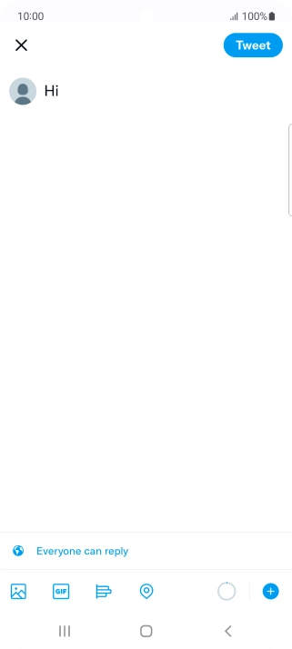 Write the required text and press Tweet.