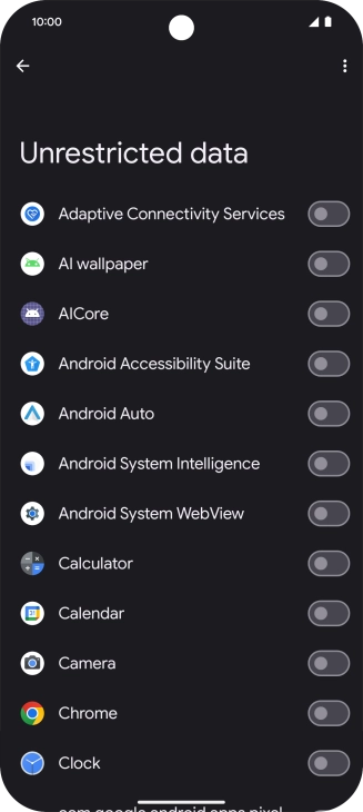 Press the indicators next to the required apps to turn the function on or off. Press the indicators next to the required apps to turn the function on or off.