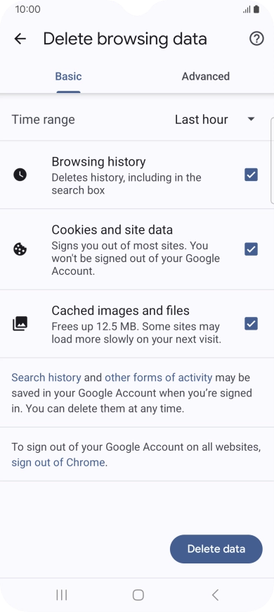 Press the fields next to the required data types.