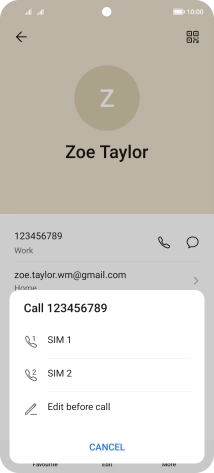 Press the required SIM.