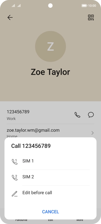 Press the required SIM.