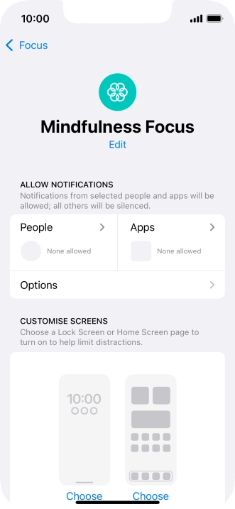 Press People and follow the instructions on the screen to select which contacts you would like to receive calls and notifications from when the selected focus mode is active.