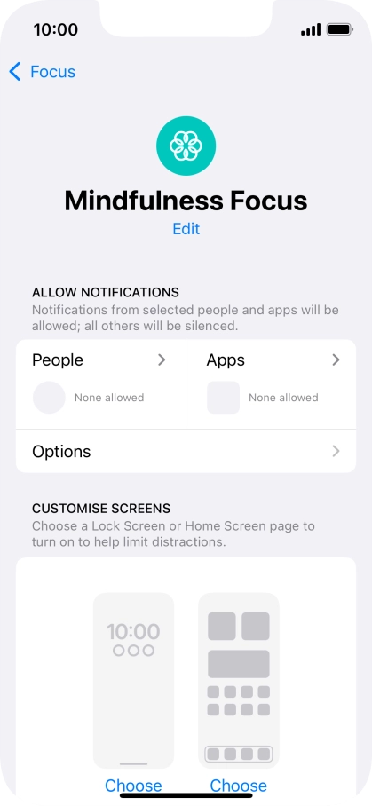 Press People and follow the instructions on the screen to select which contacts you would like to receive calls and notifications from when the selected focus mode is active.