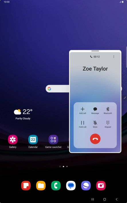 Press the end call icon.