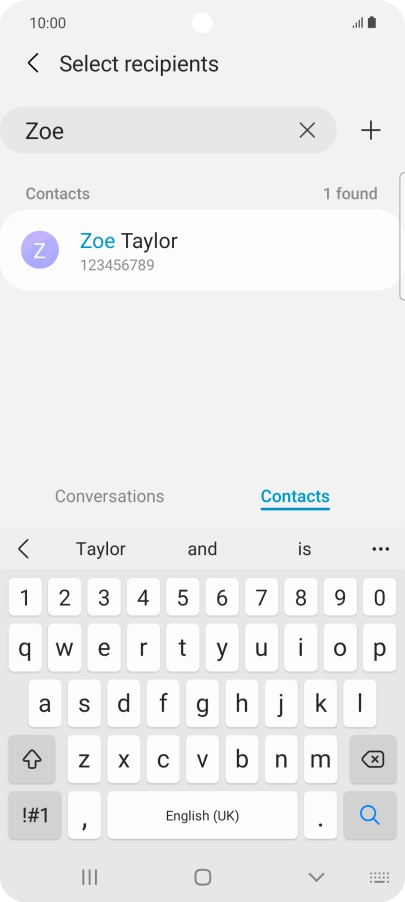 Press the required contact.