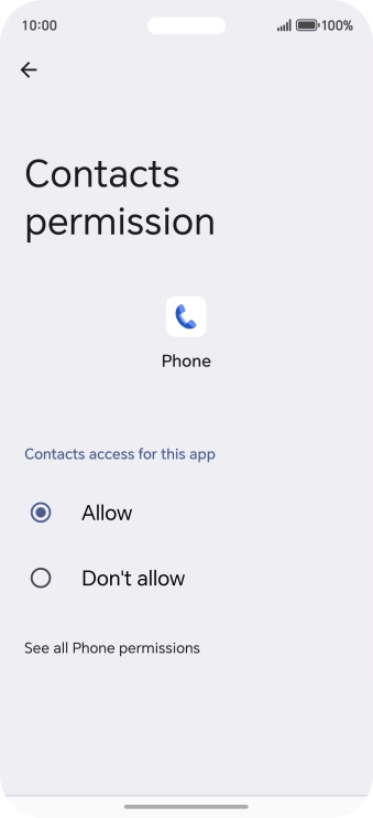 Press the required setting.