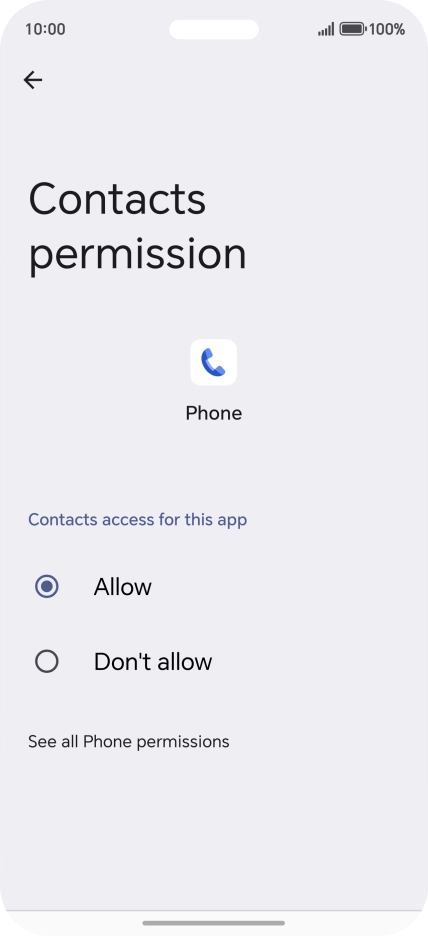Press the required setting.