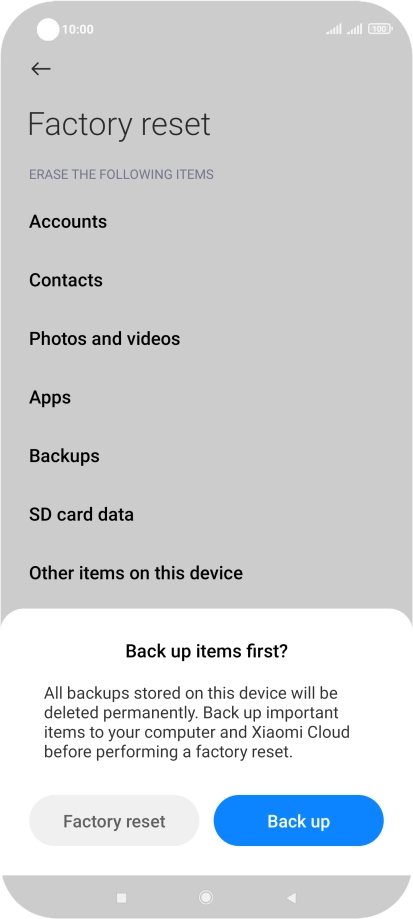 Press Factory reset.