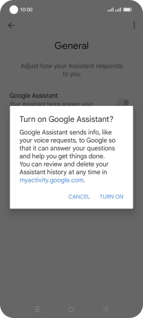 If you turn on the function, press TURN ON.