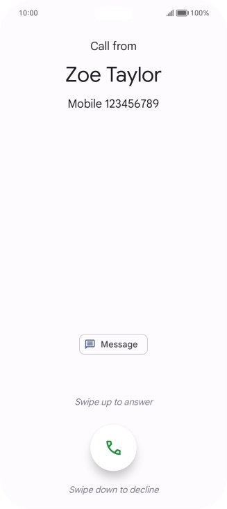 Press and drag the accept call icon upwards.