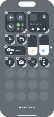 Press Add a Control and follow the instructions on the screen to add the required function to Control Centre.