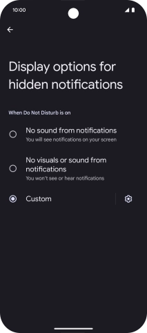Press the required setting to turn display of the selected notification types on or off.