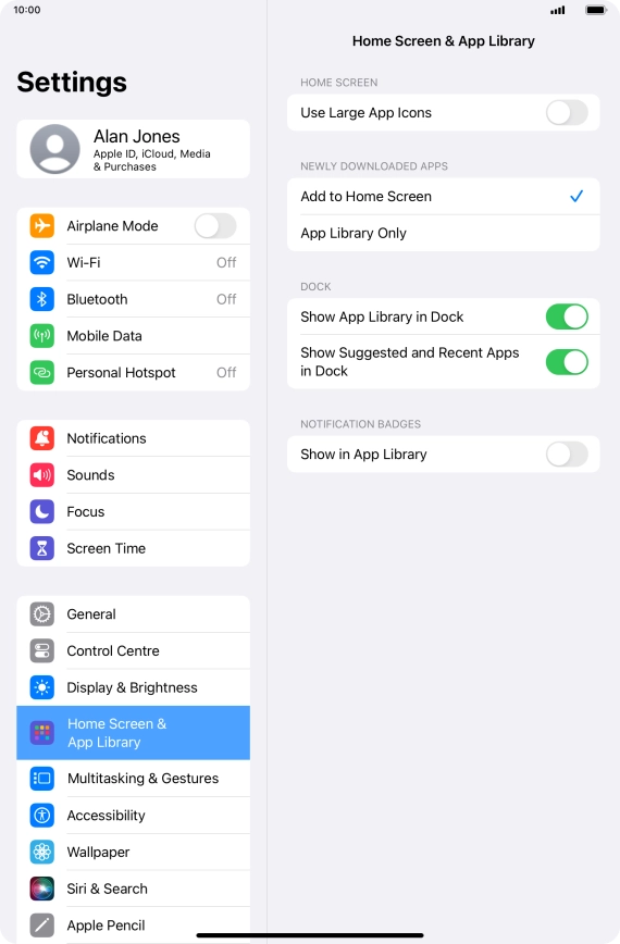 Press the indicator next to 