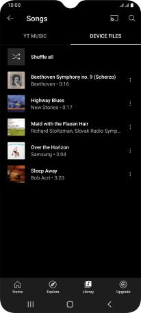 Press the required audio file.