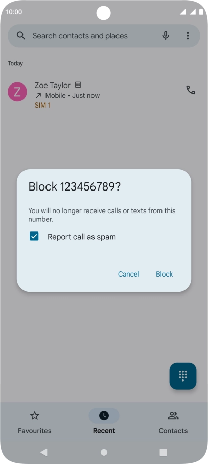 To report the number as spam, highlight the field next to 