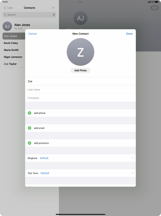 Press Last name and key in the last name.