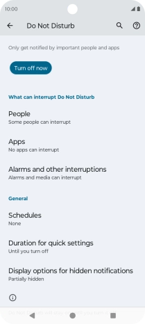 Press Turn off now to turn off Do Not Disturb.