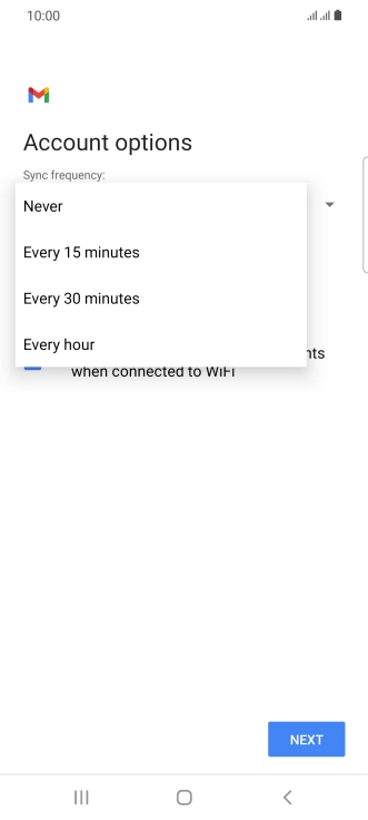 Press the required setting.