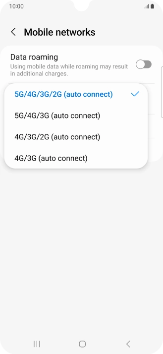 Press the required network mode. Press the required network mode.