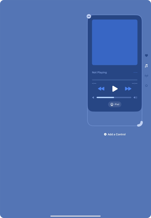 Press the remove icon on the required Control Centre page to remove it from Control Centre.