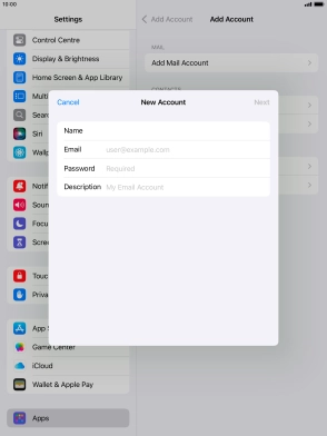Press Email and key in your email address.